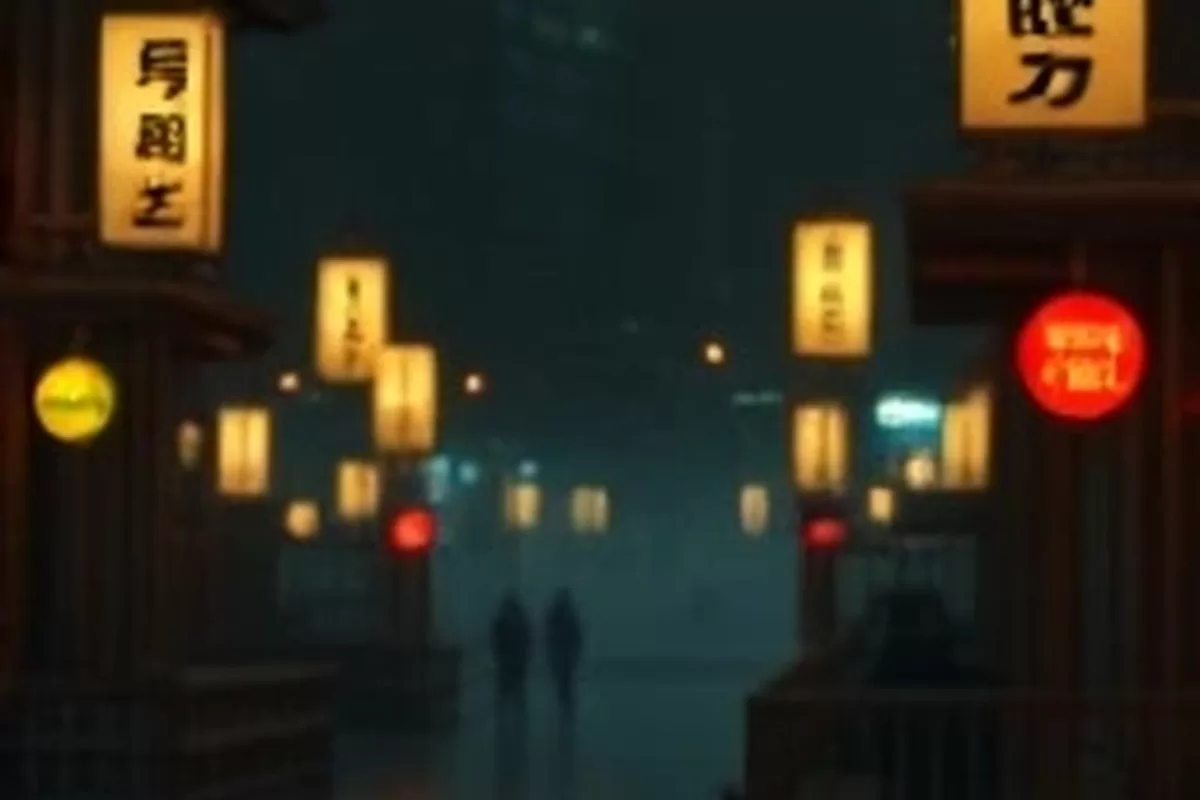 夜晚客厅投影幕布上正在播放悬疑片的画面
